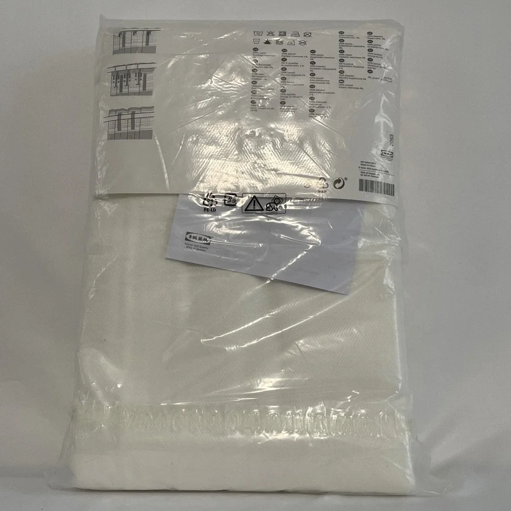NEW IKEA TIBAST Curtains (pair) White 100% Cotton 57x98 Still In Sealed Package